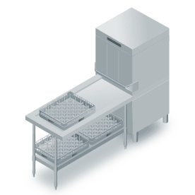 Commercial pass-through dishwasher illustration