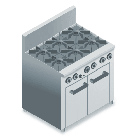 6 burner gas stovetop illustration